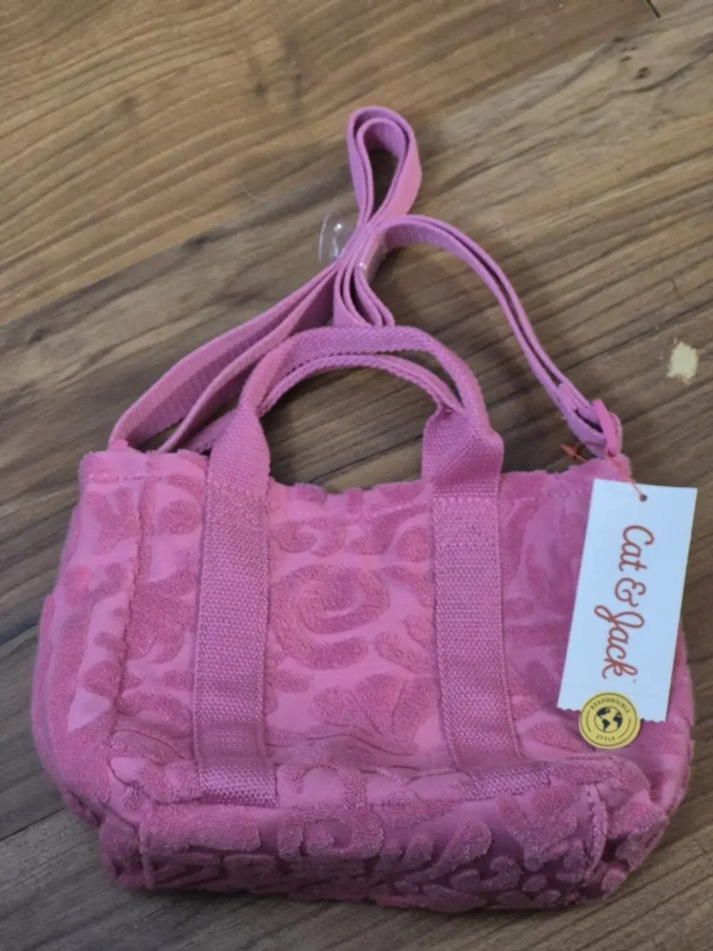Cat & Jack Pink Fabric Tote Purse Crossbody With Dual Handles NWT S33